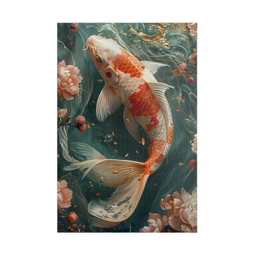Puzzle 1500 Teile Blumen Koi 87 x 57 cm Puzzles für Erwachsene Herausforderndes Rätsel Lernspiel für Die Ganze Familie Geschenke für Frauen Männer 1500 Teile Puzzle von QiHon