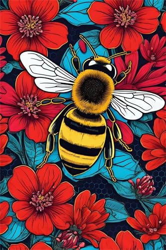 Puzzle 1500 Teile Rote Blumen Bienen 87 x 57 cm Puzzles für Erwachsene Herausforderndes Rätsel Lernspiel für Die Ganze Familie Geschenke für Frauen Männer 1500 Teile Puzzle von QiHon