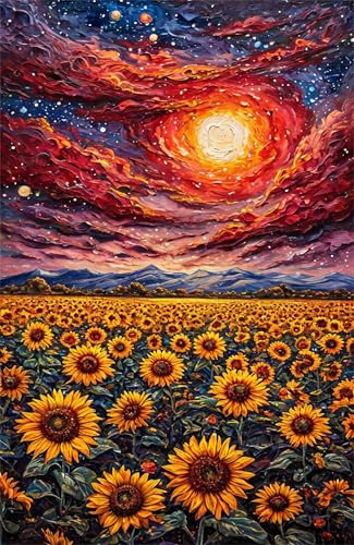 Puzzle 1500 Teile Sonnenblume Sternenhimmel 87 x 57 cm Puzzles für Erwachsene Herausforderndes Rätsel Lernspiel für Die Ganze Familie Geschenke für Frauen Männer 1500 Teile Puzzle von QiHon