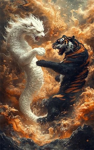 Puzzle 1500 Teile Tierische Drachentiger 87 x 57 cm Puzzles für Erwachsene Herausforderndes Rätsel Lernspiel für Die Ganze Familie Geschenke für Frauen Männer 1500 Teile Puzzle von QiHon