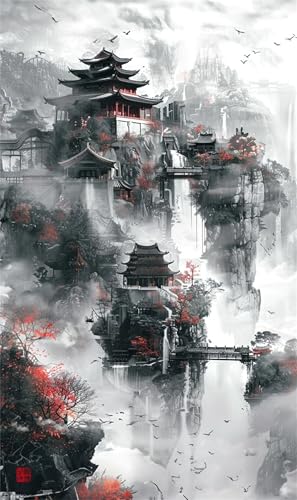 Puzzle 1500 Teile Tuschemalerei 87 x 57 cm Puzzles für Erwachsene Herausforderndes Rätsel Lernspiel für Die Ganze Familie Geschenke für Frauen Männer 1500 Teile Puzzle von QiHon