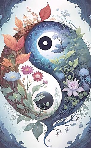 Puzzle 1500 Teile Yin Yang Pflanzen 87 x 57 cm Puzzles für Erwachsene Herausforderndes Rätsel Lernspiel für Die Ganze Familie Geschenke für Frauen Männer 1500 Teile Puzzle von QiHon