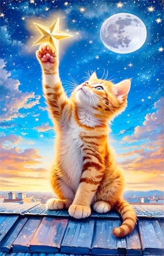Puzzle 200 Teile Erwachsene Mond Sterne Katzen 35 x 25 cm Puzzles für Erwachsene Pädagogisches Spiel Herausforderung Spielzeug Impossible Puzzle 200 Teile Puzzles von QiHon