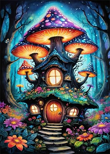 Puzzle 200 Teile Erwachsene Pilzhaus 35 x 25 cm Puzzles für Erwachsene Pädagogisches Spiel Herausforderung Spielzeug Impossible Puzzle 200 Teile Puzzles von QiHon