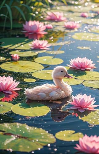 Puzzle 200 Teile Erwachsene Rosa Lotus Ente 35 x 25 cm Puzzles für Erwachsene Pädagogisches Spiel Herausforderung Spielzeug Impossible Puzzle 200 Teile Puzzles von QiHon