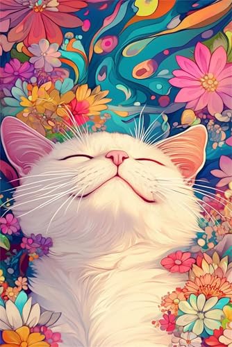 Puzzle 200 Teile Erwachsene Tier Katze Blume 35 x 25 cm Puzzles für Erwachsene Pädagogisches Spiel Herausforderung Spielzeug Impossible Puzzle 200 Teile Puzzles von QiHon