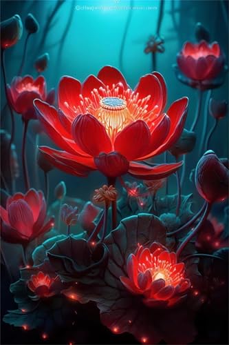 Puzzle 2000 Teile Erwachsene Rote Lotusblume 100 x 70 cm Puzzles für Erwachsene Pädagogisches Spiel Herausforderung Spielzeug Impossible Puzzle 2000 Teile Puzzles von QiHon