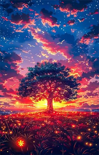 Puzzle 2000 Teile Erwachsene Sonnenuntergang Baum des Lebens 100 x 70 cm Puzzles für Erwachsene Pädagogisches Spiel Herausforderung Spielzeug Impossible Puzzle 2000 Teile Puzzles von QiHon