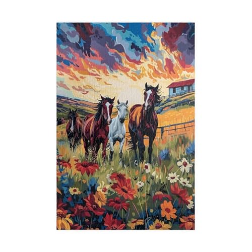 Puzzle 2000 Teile Erwachsene Tier Pferd Blume 100 x 70 cm Puzzles für Erwachsene Pädagogisches Spiel Herausforderung Spielzeug Impossible Puzzle 2000 Teile Puzzles von QiHon