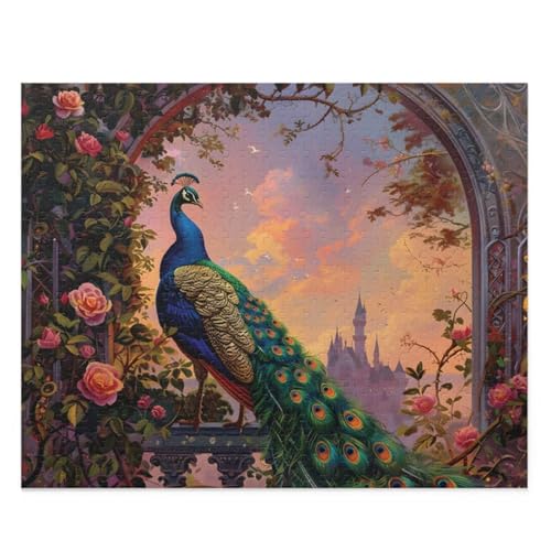 Puzzle 300 Teile Blume Tier Pfau 38 x 26 cm Puzzles für Erwachsene Herausforderndes Rätsel Lernspiel für Die Ganze Familie Geschenke für Frauen Männer 300 Teile Puzzle von QiHon
