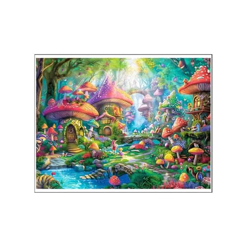 Puzzle 300 Teile Buntes Pilzhaus, Puzzle Erwachsene 40 x 28 cm, Herausforderndes Rätsel, Puzzlespiele für Die Ganze Familie, Klassische Puzzles für Erwachsene 300 Teile von QiHon