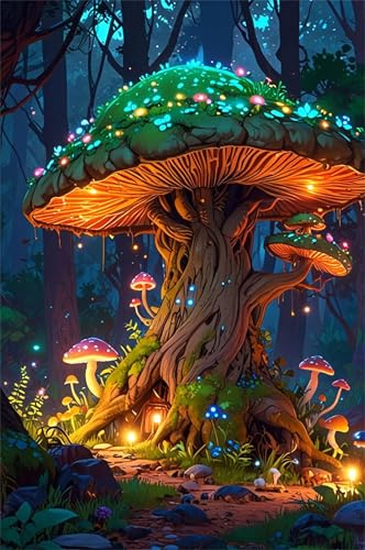 Puzzle 300 Teile Erwachsene Baum Pilz Haus 40 x 28 cm Puzzles für Erwachsene Pädagogisches Spiel Herausforderung Spielzeug Impossible Puzzle 300 Teile Puzzles von QiHon