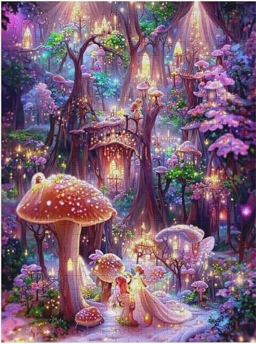 Puzzle 300 Teile Erwachsene Fantasiewälder Pilze 40 x 28 cm Puzzles für Erwachsene Pädagogisches Spiel Herausforderung Spielzeug Impossible Puzzle 300 Teile Puzzles von QiHon