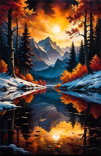Puzzle 300 Teile Erwachsene Fluss Baum Gebirge 40 x 28 cm Puzzles für Erwachsene Pädagogisches Spiel Herausforderung Spielzeug Impossible Puzzle 300 Teile Puzzles von QiHon