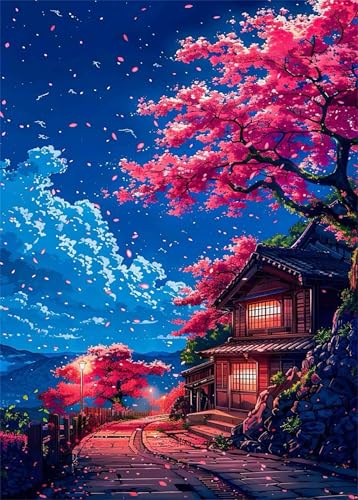Puzzle 300 Teile Erwachsene Rote Blumenlandschaften 40 x 28 cm Puzzles für Erwachsene Pädagogisches Spiel Herausforderung Spielzeug Impossible Puzzle 300 Teile Puzzles von QiHon
