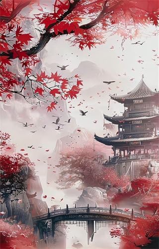 Puzzle 300 Teile Erwachsene Rotes Ahornblatt Landschaft 40 x 28 cm Puzzles für Erwachsene Pädagogisches Spiel Herausforderung Spielzeug Impossible Puzzle 300 Teile Puzzles von QiHon