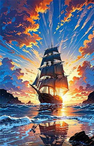 Puzzle 300 Teile Erwachsene Sonnenaufgangs Segelboot 40 x 28 cm Puzzles für Erwachsene Pädagogisches Spiel Herausforderung Spielzeug Impossible Puzzle 300 Teile Puzzles von QiHon
