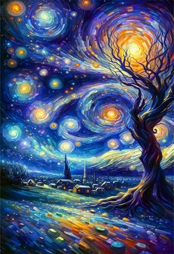 Puzzle 300 Teile Erwachsene Sternenklare Nacht 40 x 28 cm Puzzles für Erwachsene Pädagogisches Spiel Herausforderung Spielzeug Impossible Puzzle 300 Teile Puzzles von QiHon