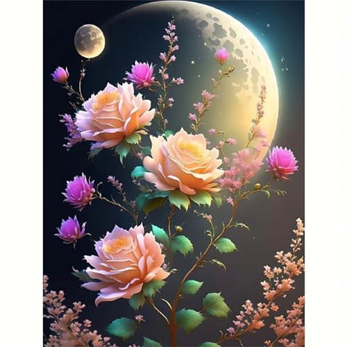 Puzzle 300 Teile Mond Mondblume, Puzzle Erwachsene 38 x 26 cm, Herausforderndes Rätsel, Puzzlespiele für Die Ganze Familie, Klassische Puzzles für Erwachsene 300 Teile von QiHon
