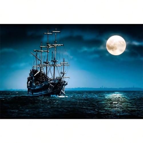 Puzzle 300 Teile Mond Ozean Boot 38 x 26 cm Puzzles für Erwachsene Herausforderndes Rätsel Lernspiel für Die Ganze Familie Geschenke für Frauen Männer 300 Teile Puzzle von QiHon