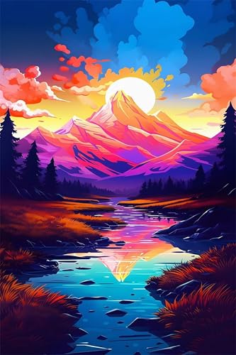 Puzzle 300 Teile Sonne Berg Fluss 38 x 26 cm Puzzles für Erwachsene Herausforderndes Rätsel Lernspiel für Die Ganze Familie Geschenke für Frauen Männer 300 Teile Puzzle von QiHon