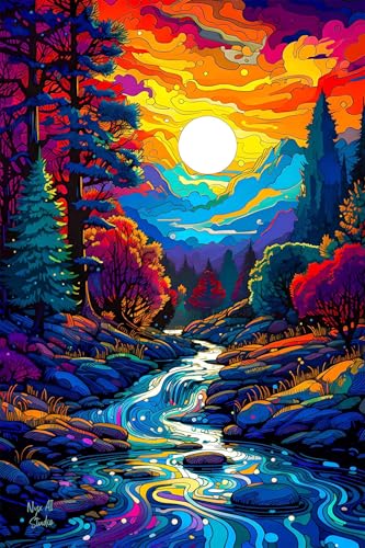 Puzzle 300 Teile Sonnenaufgang Berg Wald 38 x 26 cm Puzzles für Erwachsene Herausforderndes Rätsel Lernspiel für Die Ganze Familie Geschenke für Frauen Männer 300 Teile Puzzle von QiHon