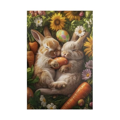 Puzzle 300 Teile Sonnenblumen Tiere Kaninchen 38 x 26 cm Puzzles für Erwachsene Herausforderndes Rätsel Lernspiel für Die Ganze Familie Geschenke für Frauen Männer 300 Teile Puzzle von QiHon
