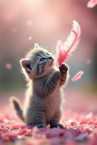 Puzzle 300 Teile Tiere Katzen Federn 38 x 26 cm Puzzles für Erwachsene Herausforderndes Rätsel Lernspiel für Die Ganze Familie Geschenke für Frauen Männer 300 Teile Puzzle von QiHon