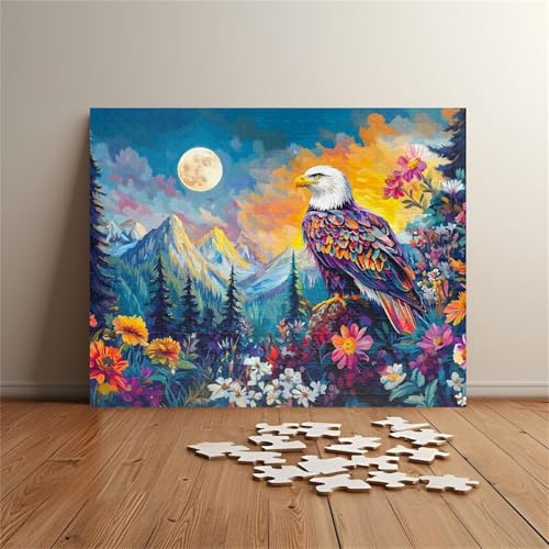Puzzle 500 Teile Berg Baum Adler 52 x 38 cm Puzzles für Erwachsene Herausforderndes Rätsel Lernspiel für Die Ganze Familie Geschenke für Frauen Männer 500 Teile Puzzle von QiHon