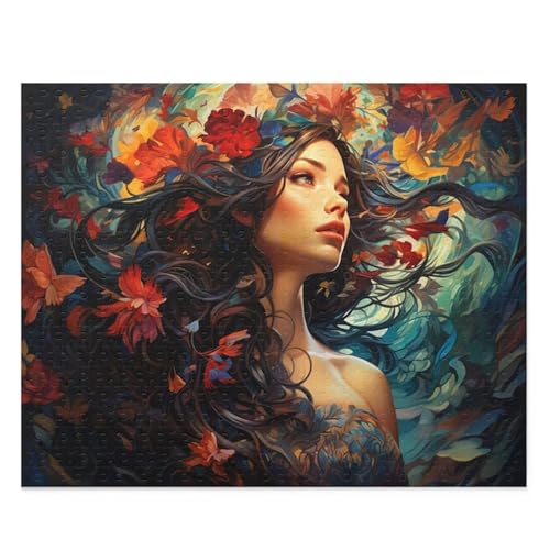 Puzzle 500 Teile Blumenmädchen 52 x 38 cm Puzzles für Erwachsene Herausforderndes Rätsel Lernspiel für Die Ganze Familie Geschenke für Frauen Männer 500 Teile Puzzle von QiHon