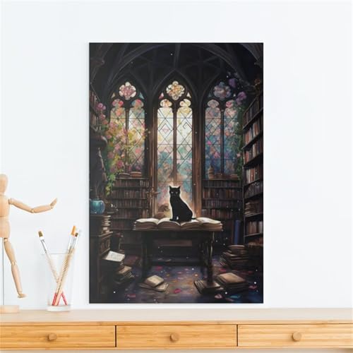 Puzzle 500 Teile Bücherregal Katze 52 x 38 cm Puzzles für Erwachsene Herausforderndes Rätsel Lernspiel für Die Ganze Familie Geschenke für Frauen Männer 500 Teile Puzzle von QiHon