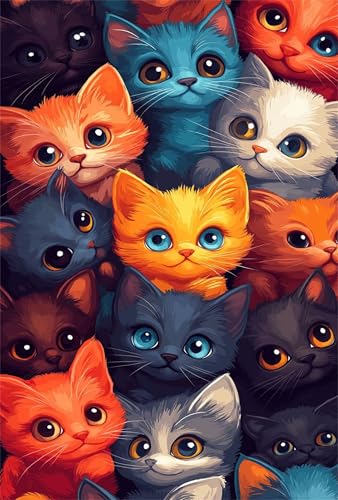 Puzzle 500 Teile Cartoon Katze 52 x 38 cm Puzzles für Erwachsene Herausforderndes Rätsel Lernspiel für Die Ganze Familie Geschenke für Frauen Männer 500 Teile Puzzle von QiHon