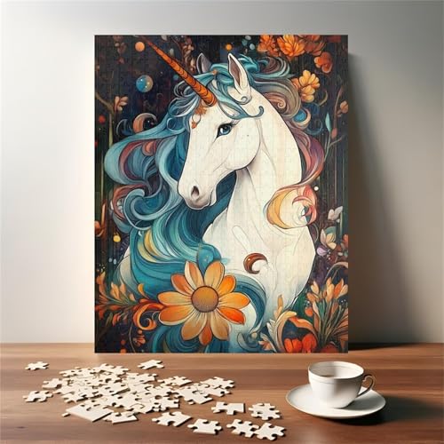 Puzzle 500 Teile Einhorn Blume 52 x 38 cm Puzzles für Erwachsene Herausforderndes Rätsel Lernspiel für Die Ganze Familie Geschenke für Frauen Männer 500 Teile Puzzle von QiHon