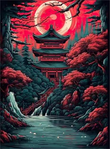 Puzzle 500 Teile Japanische Landschaft, Puzzle Erwachsene 52 x 38 cm, Herausforderndes Rätsel, Puzzlespiele für Die Ganze Familie, Klassische Puzzles für Erwachsene 500 Teile von QiHon