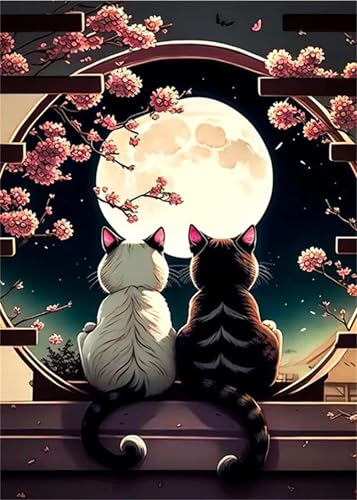 Puzzle 500 Teile Mond Tier Katze, Puzzle Erwachsene 52 x 38 cm, Herausforderndes Rätsel, Puzzlespiele für Die Ganze Familie, Klassische Puzzles für Erwachsene 500 Teile Puzzle 500 Teile Mond Tier Katze, Puzzle Erwachsene 52 x 38 cm, Herausforderndes Rätsel, Puzzlespiele für Die Ganze Familie, Klassische Puzzles für Erwachsene 500 Teile von QiHon