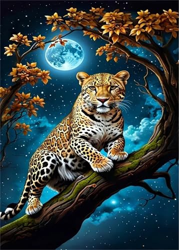 Puzzle 500 Teile Mondbaum Leopard 52 x 38 cm Puzzles für Erwachsene Herausforderndes Rätsel Lernspiel für Die Ganze Familie Geschenke für Frauen Männer 500 Teile Puzzle von QiHon