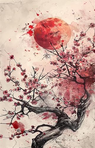 Puzzle 500 Teile Tinte Pflaumenblüten 52 x 38 cm Puzzles für Erwachsene Herausforderndes Rätsel Lernspiel für Die Ganze Familie Geschenke für Frauen Männer 500 Teile Puzzle von QiHon