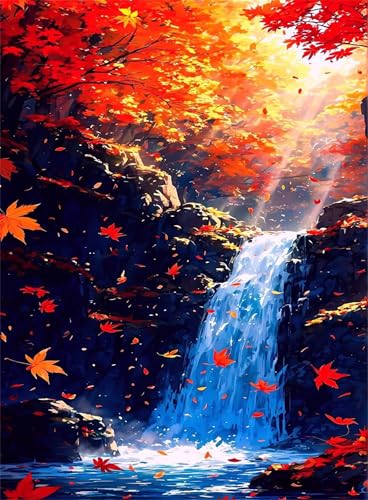 Puzzle 70 Teile Erwachsene Ahornblätter Wasserfall 20 x 15 cm Puzzles für Erwachsene Pädagogisches Spiel Herausforderung Spielzeug Impossible Puzzle 70 Teile Puzzles von QiHon