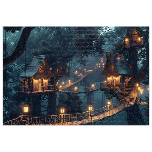 Puzzle 70 Teile Erwachsene Baumhauslandschaft 20 x 15 cm Puzzles für Erwachsene Pädagogisches Spiel Herausforderung Spielzeug Impossible Puzzle 70 Teile Puzzles von QiHon