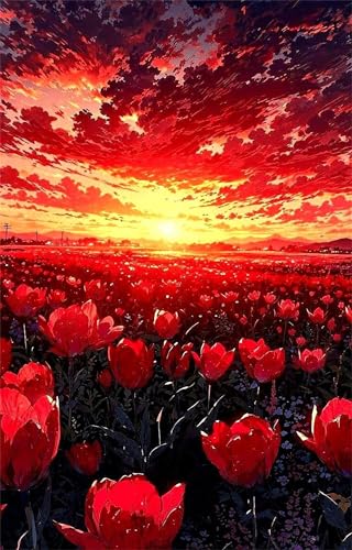 Puzzle 70 Teile Erwachsene Sonnenaufgang Tulpen 20 x 15 cm Puzzles für Erwachsene Pädagogisches Spiel Herausforderung Spielzeug Impossible Puzzle 70 Teile Puzzles von QiHon