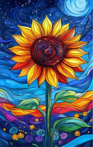 Puzzle 70 Teile Erwachsene Sternennacht Sonnenblume 20 x 15 cm Puzzles für Erwachsene Pädagogisches Spiel Herausforderung Spielzeug Impossible Puzzle 70 Teile Puzzles von QiHon