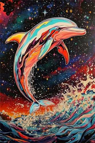 Puzzle 70 Teile Erwachsene Tier Delfin Aquarelle 20 x 15 cm Puzzles für Erwachsene Pädagogisches Spiel Herausforderung Spielzeug Impossible Puzzle 70 Teile Puzzles von QiHon