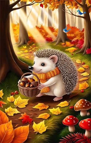 Puzzle 70 Teile Erwachsene Tier Igel Pilz 20 x 15 cm Puzzles für Erwachsene Pädagogisches Spiel Herausforderung Spielzeug Impossible Puzzle 70 Teile Puzzles von QiHon