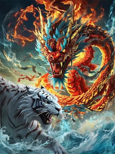 Puzzle 70 Teile Erwachsene Tiere Tiger Drachen 20 x 15 cm Puzzles für Erwachsene Pädagogisches Spiel Herausforderung Spielzeug Impossible Puzzle 70 Teile Puzzles von QiHon