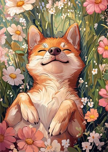 Puzzle 700 Teile Blume Hund 52 x 38 cm Puzzles für Erwachsene Herausforderndes Rätsel Lernspiel für Die Ganze Familie Geschenke für Frauen Männer 700 Teile Puzzle von QiHon