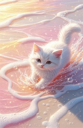 Puzzle 700 Teile Meereswelle Katze 52 x 38 cm Puzzles für Erwachsene Herausforderndes Rätsel Lernspiel für Die Ganze Familie Geschenke für Frauen Männer 700 Teile Puzzle von QiHon
