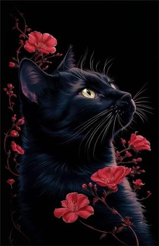 Puzzle 700 Teile Rote Blumen Katzen 52 x 38 cm Puzzles für Erwachsene Herausforderndes Rätsel Lernspiel für Die Ganze Familie Geschenke für Frauen Männer 700 Teile Puzzle von QiHon