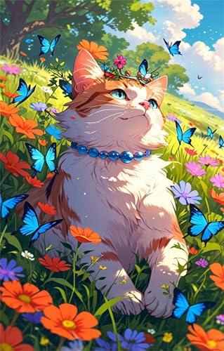 Puzzle 700 Teile Schmetterlingskatze 52 x 38 cm Puzzles für Erwachsene Herausforderndes Rätsel Lernspiel für Die Ganze Familie Geschenke für Frauen Männer 700 Teile Puzzle von QiHon