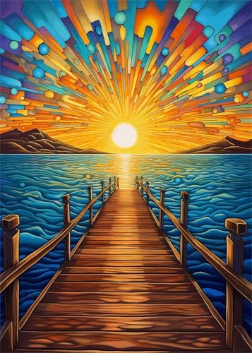 Puzzle 700 Teile Sonnenaufgang Ozean Pier 52 x 38 cm Puzzles für Erwachsene Herausforderndes Rätsel Lernspiel für Die Ganze Familie Geschenke für Frauen Männer 700 Teile Puzzle von QiHon