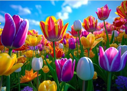 Puzzle 700 Teile Tulpenblüten 52 x 38 cm Puzzles für Erwachsene Herausforderndes Rätsel Lernspiel für Die Ganze Familie Geschenke für Frauen Männer 700 Teile Puzzle von QiHon